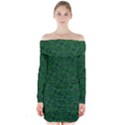 Green Intricate Pattern Long Sleeve Off Shoulder Dress View1