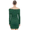 Green Intricate Pattern Long Sleeve Off Shoulder Dress View2