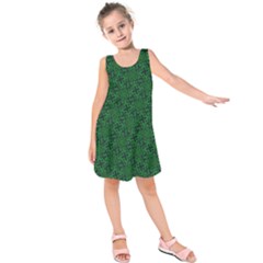 Green Intricate Pattern Kids  Sleeveless Dress by SpinnyChairDesigns