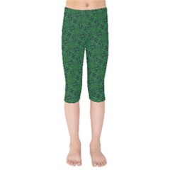 Green Intricate Pattern Kids  Capri Leggings  by SpinnyChairDesigns