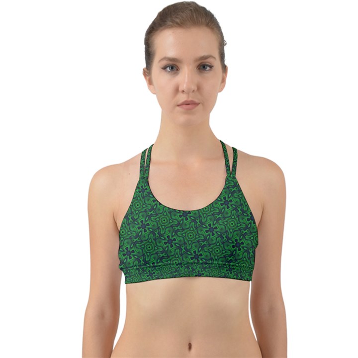 Green Intricate Pattern Back Web Sports Bra