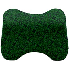 Green Intricate Pattern Head Support Cushion by SpinnyChairDesigns