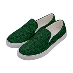 Green Intricate Pattern Women s Canvas Slip Ons by SpinnyChairDesigns