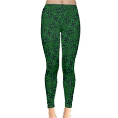 Green Intricate Pattern Inside Out Leggings by SpinnyChairDesigns