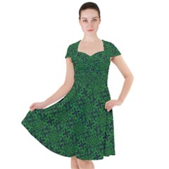 Green Intricate Pattern Cap Sleeve Midi Dress by SpinnyChairDesigns