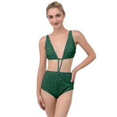 Green Intricate Pattern Tied Up Two Piece Swimsuit by SpinnyChairDesigns