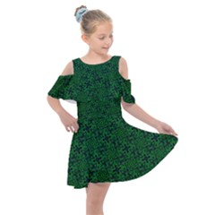 Green Intricate Pattern Kids  Shoulder Cutout Chiffon Dress by SpinnyChairDesigns