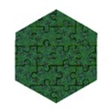 Green Intricate Pattern Wooden Puzzle Hexagon View1