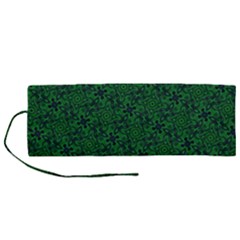 Green Intricate Pattern Roll Up Canvas Pencil Holder (m) by SpinnyChairDesigns