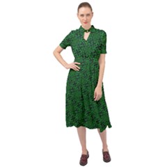 Green Intricate Pattern Keyhole Neckline Chiffon Dress by SpinnyChairDesigns