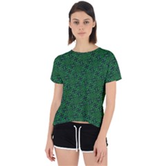 Green Intricate Pattern Open Back Sport Tee by SpinnyChairDesigns