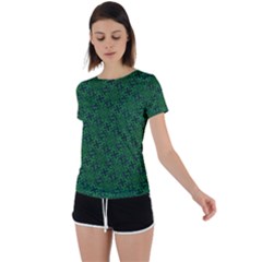 Green Intricate Pattern Back Circle Cutout Sports Tee by SpinnyChairDesigns