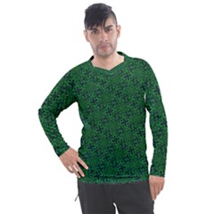 Green Intricate Pattern Men s Pique Long Sleeve Tee