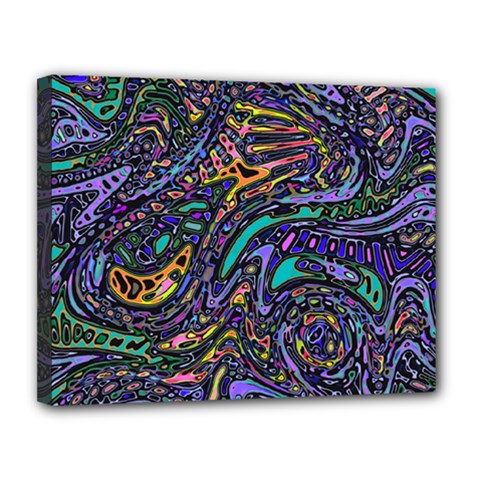 Multicolored Abstract Art Pattern Canvas 14  X 11  (stretched) by SpinnyChairDesigns