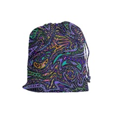 Multicolored Abstract Art Pattern Drawstring Pouch (large) by SpinnyChairDesigns