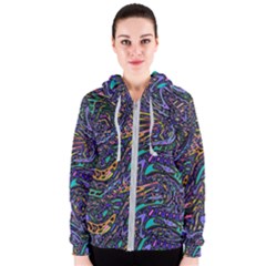 Multicolored Abstract Art Pattern Women s Zipper Hoodie by SpinnyChairDesigns