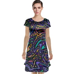 Multicolored Abstract Art Pattern Cap Sleeve Nightdress by SpinnyChairDesigns