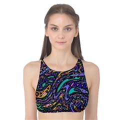 Multicolored Abstract Art Pattern Tank Bikini Top by SpinnyChairDesigns