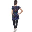 Multicolored Abstract Art Pattern Puff Sleeve Tunic Top View2