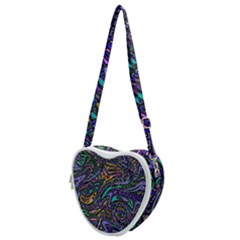 Multicolored Abstract Art Pattern Heart Shoulder Bag by SpinnyChairDesigns