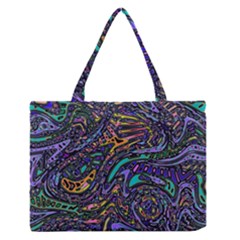 Multicolored Abstract Art Pattern Zipper Medium Tote Bag by SpinnyChairDesigns