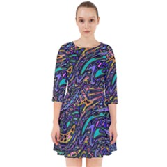 Multicolored Abstract Art Pattern Smock Dress by SpinnyChairDesigns