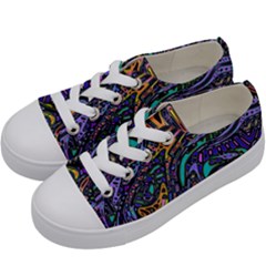 Multicolored Abstract Art Pattern Kids  Low Top Canvas Sneakers by SpinnyChairDesigns