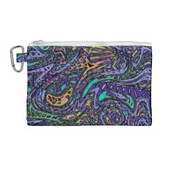 Multicolored Abstract Art Pattern Canvas Cosmetic Bag (large) by SpinnyChairDesigns