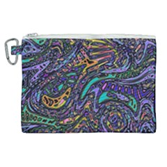 Multicolored Abstract Art Pattern Canvas Cosmetic Bag (xl) by SpinnyChairDesigns