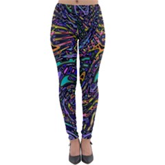 Multicolored Abstract Art Pattern Lightweight Velour Leggings by SpinnyChairDesigns