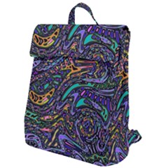 Multicolored Abstract Art Pattern Flap Top Backpack by SpinnyChairDesigns