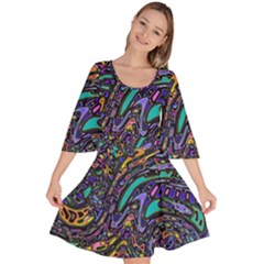 Multicolored Abstract Art Pattern Velour Kimono Dress by SpinnyChairDesigns