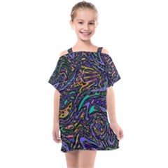 Multicolored Abstract Art Pattern Kids  One Piece Chiffon Dress by SpinnyChairDesigns