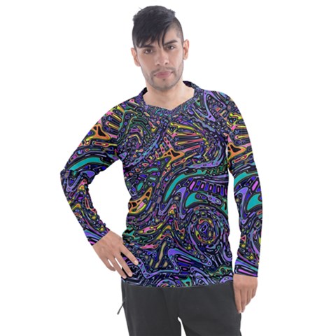 Multicolored Abstract Art Pattern Men s Pique Long Sleeve Tee by SpinnyChairDesigns