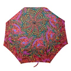 Abstract Art Multicolored Pattern Folding Umbrellas by SpinnyChairDesigns