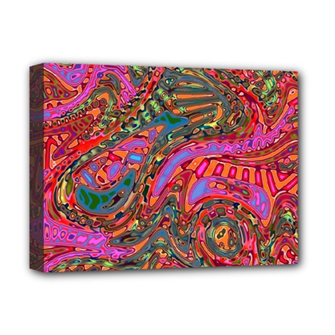 Abstract Art Multicolored Pattern Deluxe Canvas 16  X 12  (stretched)  by SpinnyChairDesigns