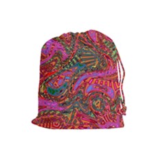 Abstract Art Multicolored Pattern Drawstring Pouch (large)