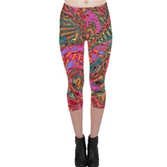 Abstract Art Multicolored Pattern Capri Leggings  by SpinnyChairDesigns