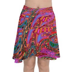 Abstract Art Multicolored Pattern Chiffon Wrap Front Skirt by SpinnyChairDesigns