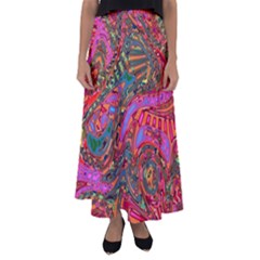 Abstract Art Multicolored Pattern Flared Maxi Skirt by SpinnyChairDesigns