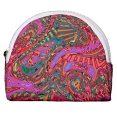 Abstract Art Multicolored Pattern Horseshoe Style Canvas Pouch by SpinnyChairDesigns