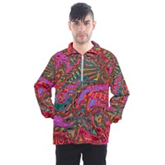 Abstract Art Multicolored Pattern Men s Half Zip Pullover by SpinnyChairDesigns