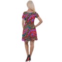 Abstract Art Multicolored Pattern Cap Sleeve Velour Dress  View2