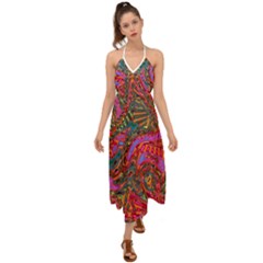 Abstract Art Multicolored Pattern Halter Tie Back Dress  by SpinnyChairDesigns