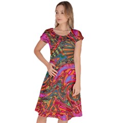 Abstract Art Multicolored Pattern Classic Short Sleeve Dress by SpinnyChairDesigns