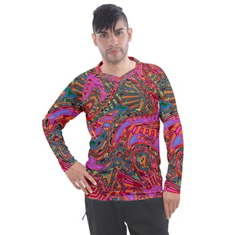 Abstract Art Multicolored Pattern Men s Pique Long Sleeve Tee by SpinnyChairDesigns