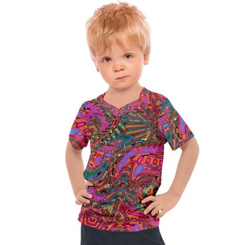 Abstract Art Multicolored Pattern Kids  Sports Tee by SpinnyChairDesigns