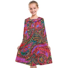 Abstract Art Multicolored Pattern Kids  Midi Sailor Dress