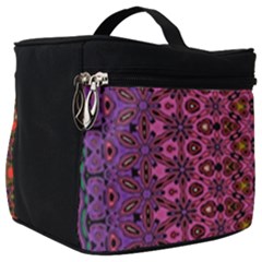 Abstract Retro Floral Stripes Pattern Make Up Travel Bag (big)