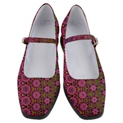 Abstract Retro Floral Stripes Pattern Women s Mary Jane Shoes